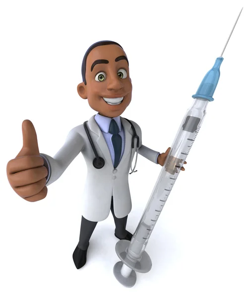 Fun doctor with syringe — Stock Photo, Image