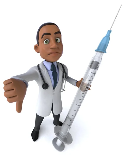 Fun doctor with syringe — Stock Photo, Image