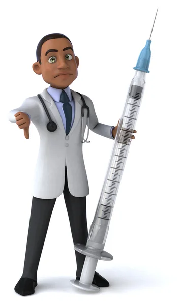 Fun doctor with syringe — Stock Photo, Image