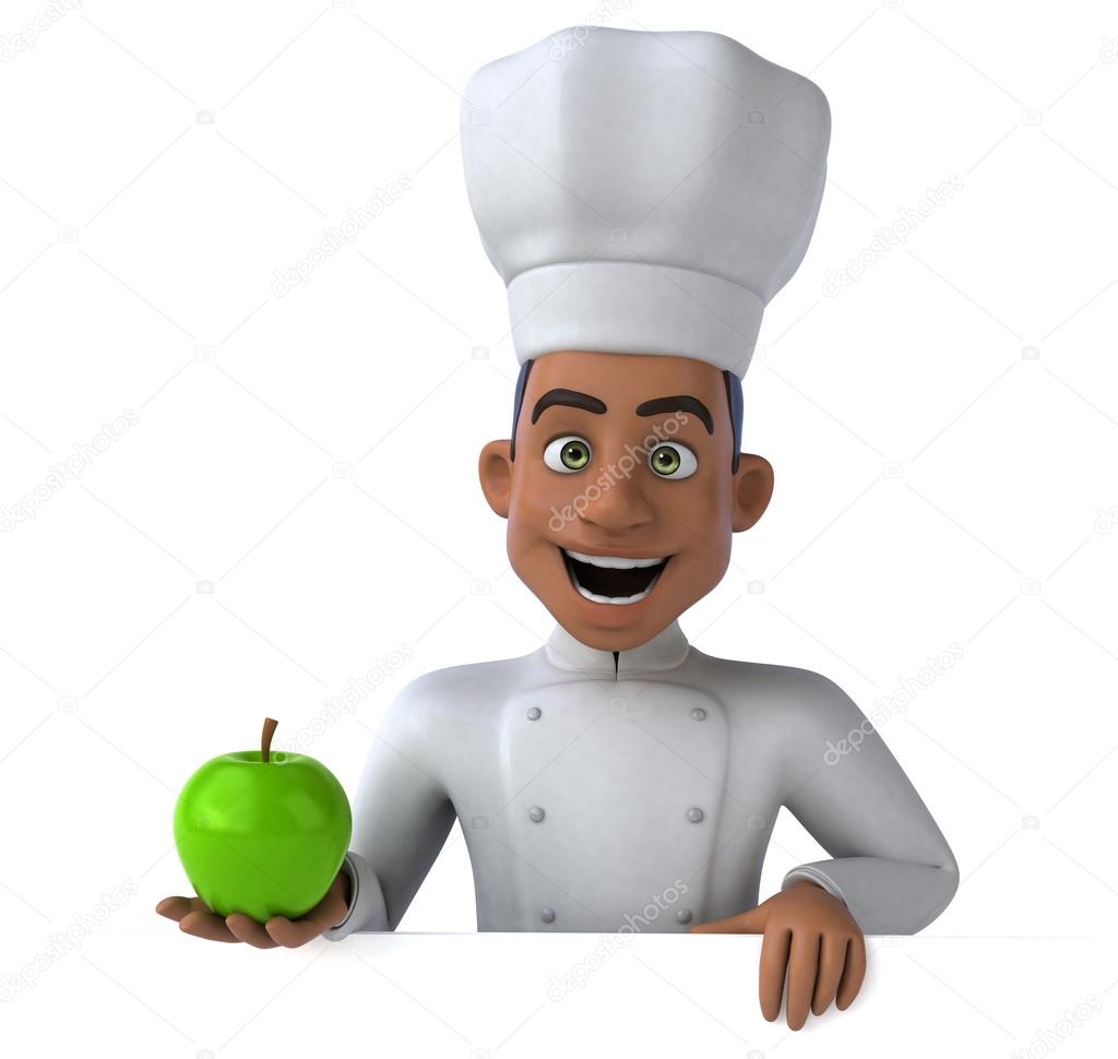 Fun chef with green apple