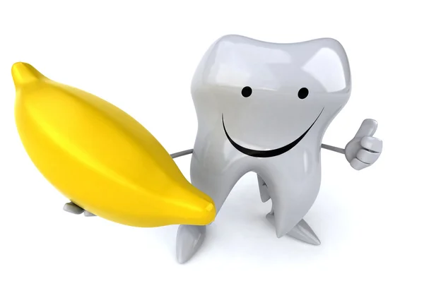 Fun tooth with banana — Stock Photo, Image