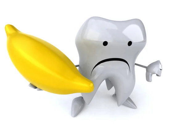 Fun tooth with banana — Stock Photo, Image