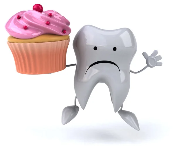 Fun tooth with cupcake — Stock Photo, Image