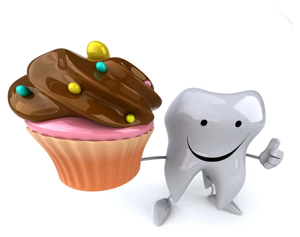 Забавный зуб с кексом — стоковое фото
