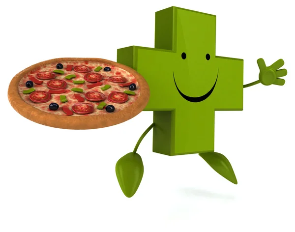 Fun pharmacy cross with pizza — Stock Photo, Image