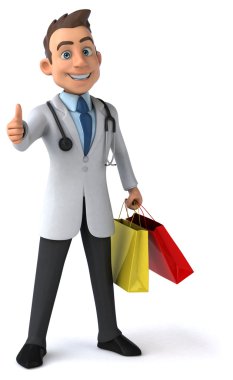 Alışveriş torbaları ile eğlenceli doktor