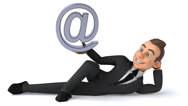 Divertido hombre de negocios con símbolo de correo electrónico — Foto de Stock