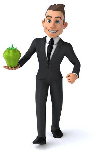 Divertido hombre de negocios con pimienta verde — Foto de Stock