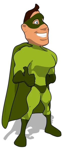 Веселый супергерой в зеленом костюме — стоковое фото
