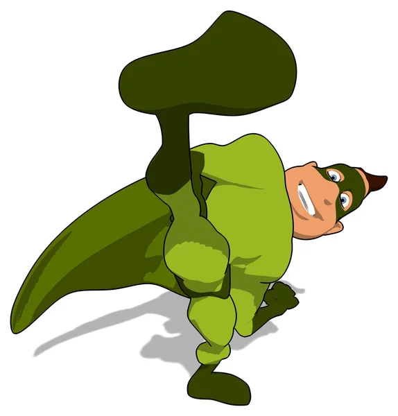 Fun superhero in Green suit — Stock Photo, Image