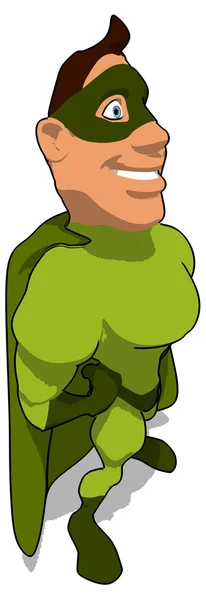 Веселий супергерой у зеленому костюмі — стокове фото