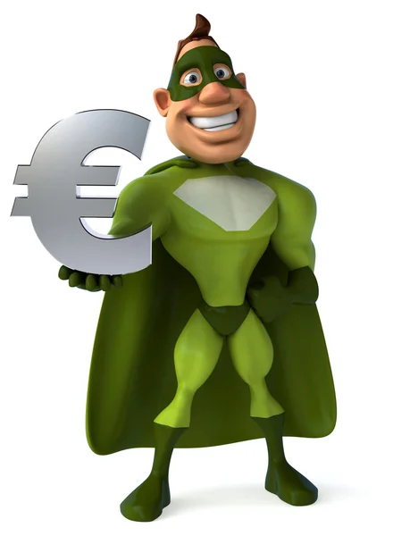Divertente supereroe con simbolo dell'euro — Foto Stock