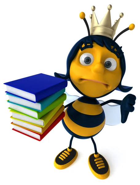 Cartoon bee with books — Stock Photo, Image