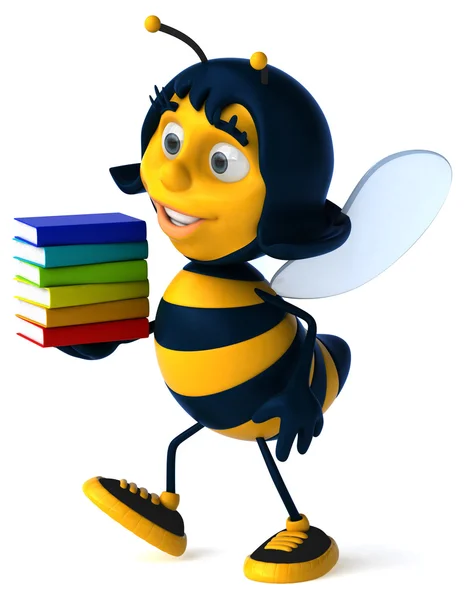 Μέλισσα κινουμένων σχεδίων με βιβλία — Φωτογραφία Αρχείου