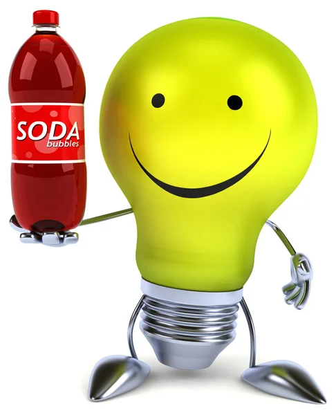 Lampadina divertente con bottiglia di soda — Foto Stock