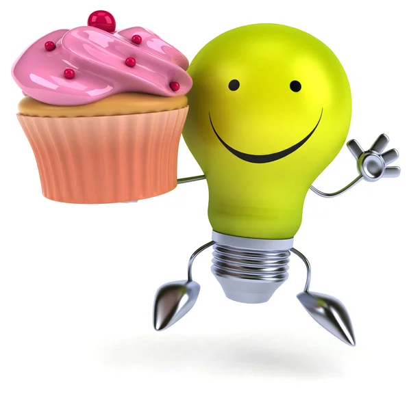 Fun light bulb with cupcake — Stock Photo, Image