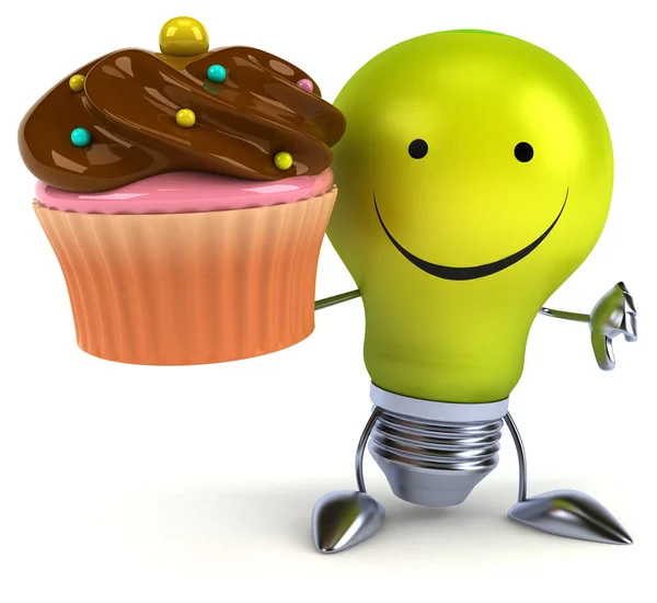 Fun light bulb with cupcake — Stock Photo, Image