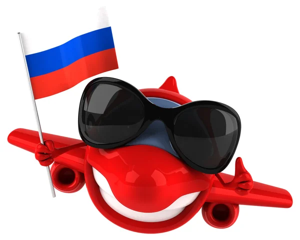 Cartoon plane with Russian flag — Stock Photo, Image