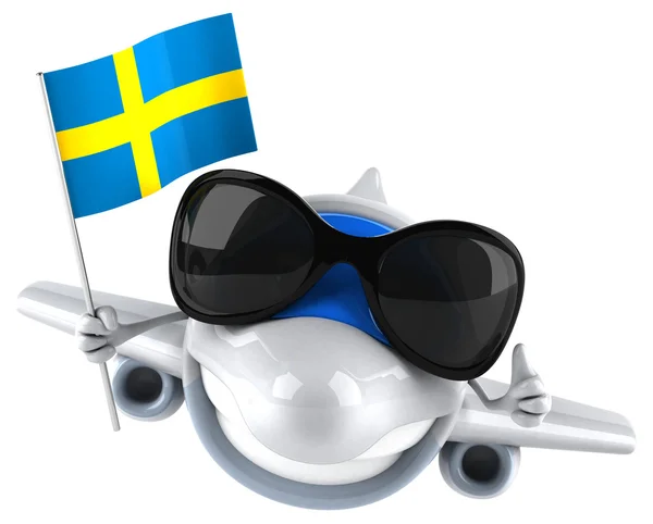 Διασκεδαστικό αεροπλάνο με σουηδική σημαία — Φωτογραφία Αρχείου