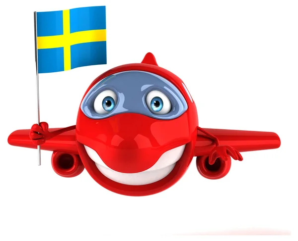Divertido avión con bandera sueca —  Fotos de Stock