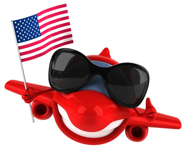 Zabawne samolot z flagą Usa — Zdjęcie stockowe