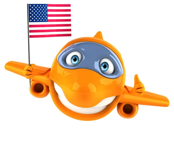 Веселый самолет с флагом США — стоковое фото