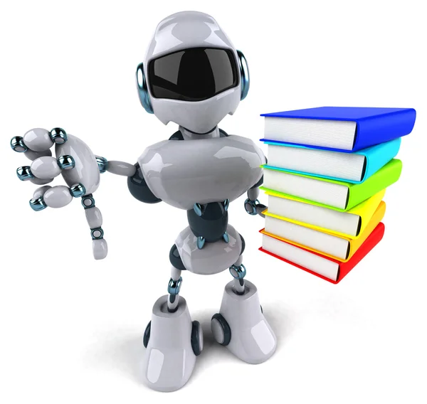 Divertido robot con libros —  Fotos de Stock