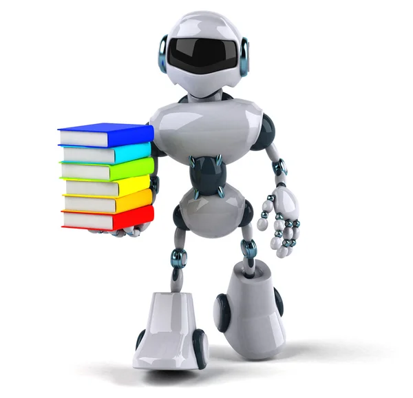 Robot amusant avec des livres — Photo