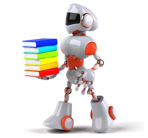 Robot amusant avec des livres — Photo