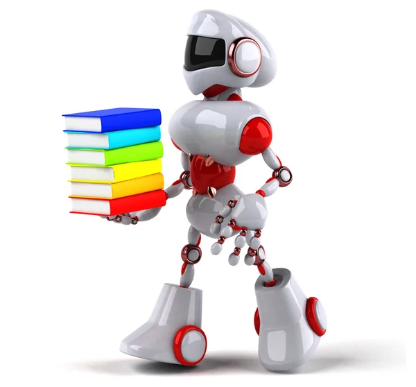 Robot amusant avec des livres — Photo