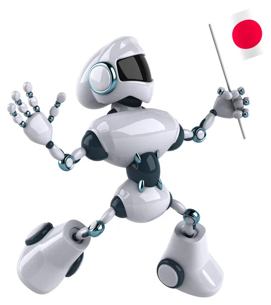 Fun cartoon robot with Japan flag — Stock Photo, Image