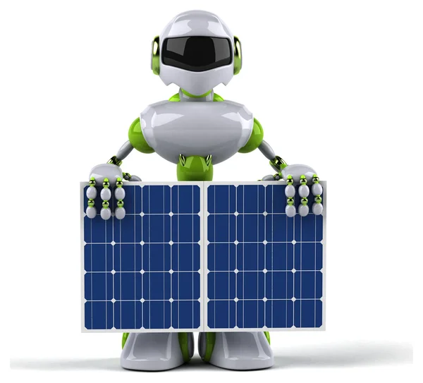 Fun robot with solar panels — Stock Photo, Image