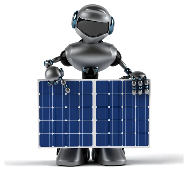 Leuke robot met zonnepanelen — Stockfoto