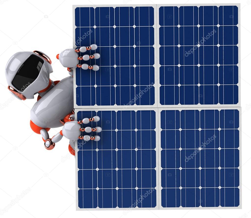 Fun robot with solar panels