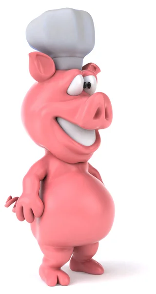 Веселая свинья в шляпе шеф-повара — стоковое фото