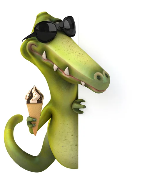 Fun cartoon Dinosaur with ice cream — Stock Photo, Image