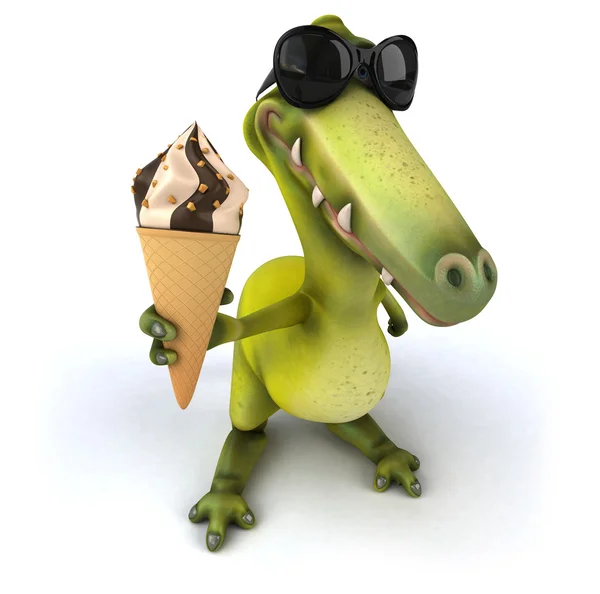 Spaß Cartoon Dinosaurier mit Eis — Stockfoto