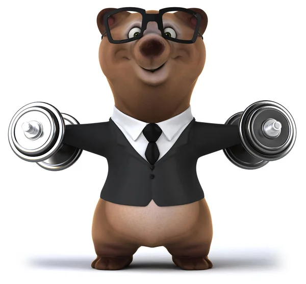 Fun bear with weights — Stock Photo, Image