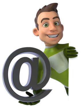 E-posta simgesi olan eğlenceli süper kahraman