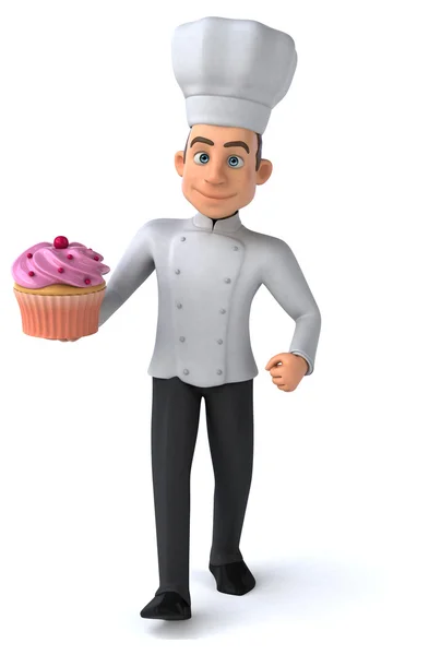 Fun chef with cupcake — Stock Photo, Image