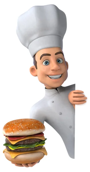 Fun Chef with burger — Stock Photo, Image