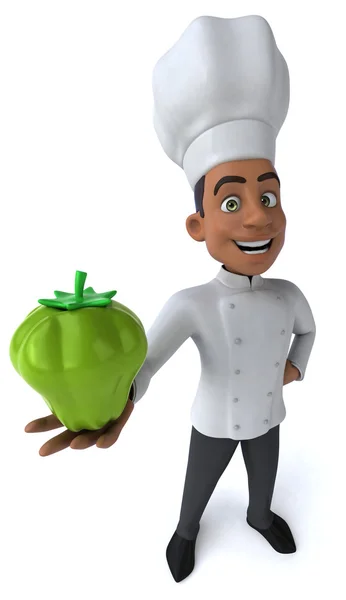 Kreskówka kucharz z zielonym pieprzem — Zdjęcie stockowe
