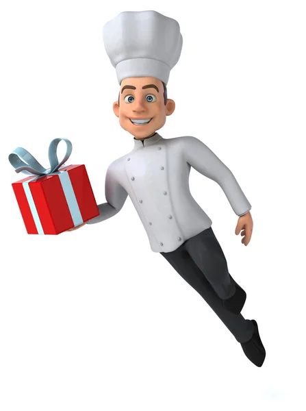 Zábavné kuchař s dárkem — Stock fotografie