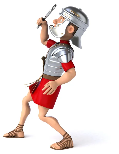 Fun roman soldier with magnifying glass — Stock Photo, Image