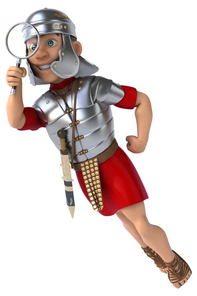 Szórakoztató római katona nagyítóval — Stock Fotó