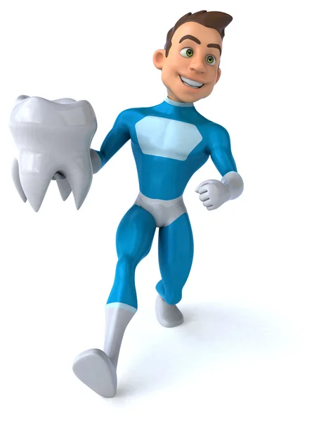 Fun superhero with tooth — Stock Photo, Image
