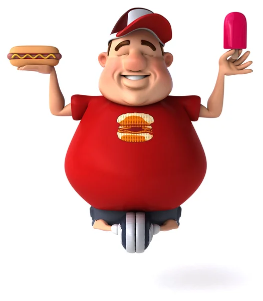 Chico con sobrepeso con comida — Foto de Stock