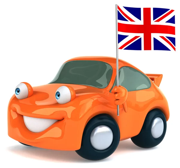 Carro divertido com bandeira da Inglaterra — Fotografia de Stock