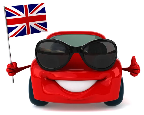 İngiltere bayrağı ile eğlenceli araba — Stok fotoğraf