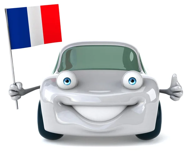 Divertido coche con bandera de Francia — Foto de Stock